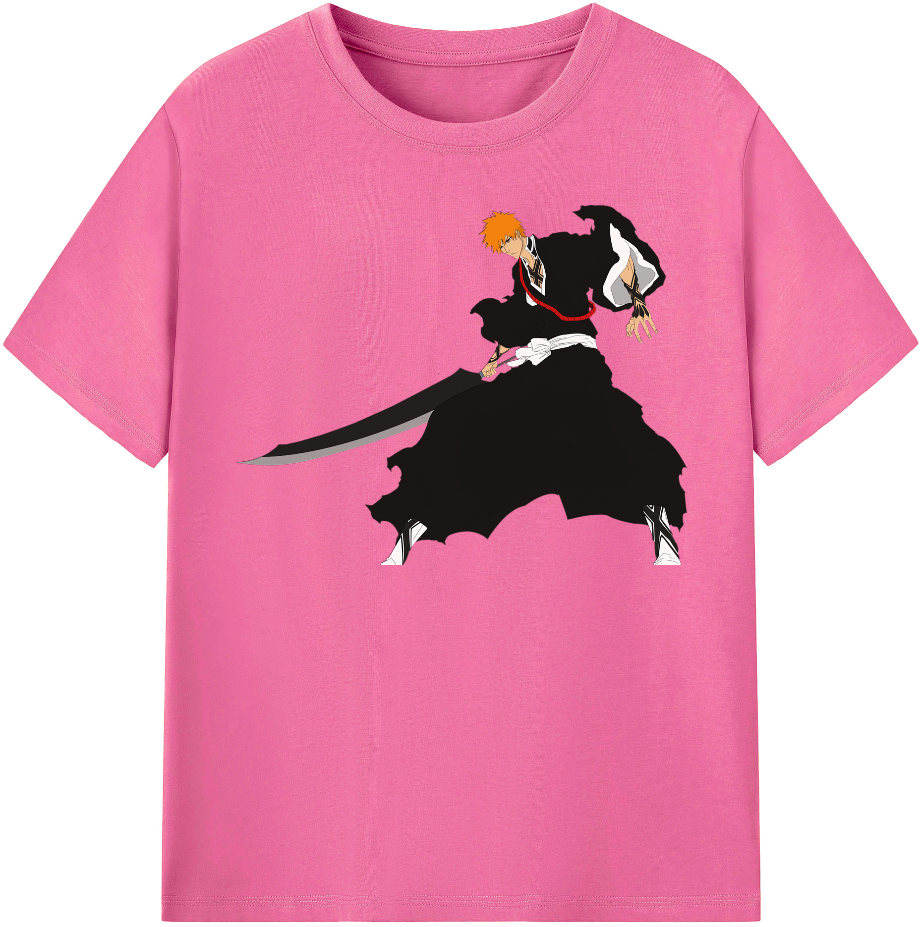 （画像用） ブリーチ 黒崎一護（くろさき いちご）BLEACH Kurosaki Ichigo レディースカジュアルプリントTシャツ（綿100％）